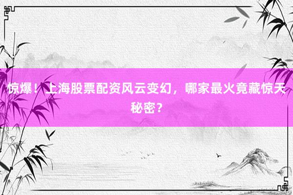 惊爆！上海股票配资风云变幻，哪家最火竟藏惊天秘密？