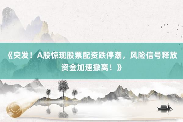 《突发！A股惊现股票配资跌停潮，风险信号释放资金加速撤离！》